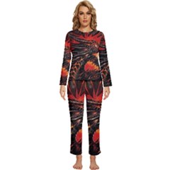 Dragon Fire Womens  Long Sleeve Lightweight Pajamas Set