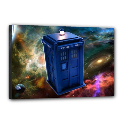 The Police Box Tardis Time Travel Device Used Doctor Who Canvas 18  X 12  (stretched) by Semog4