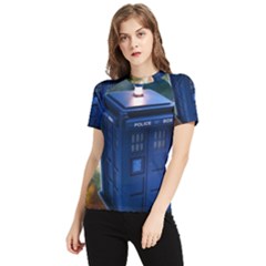 The Police Box Tardis Time Travel Device Used Doctor Who Women s Short Sleeve Rash Guard by Semog4