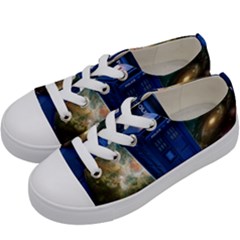 The Police Box Tardis Time Travel Device Used Doctor Who Kids  Low Top Canvas Sneakers by Semog4