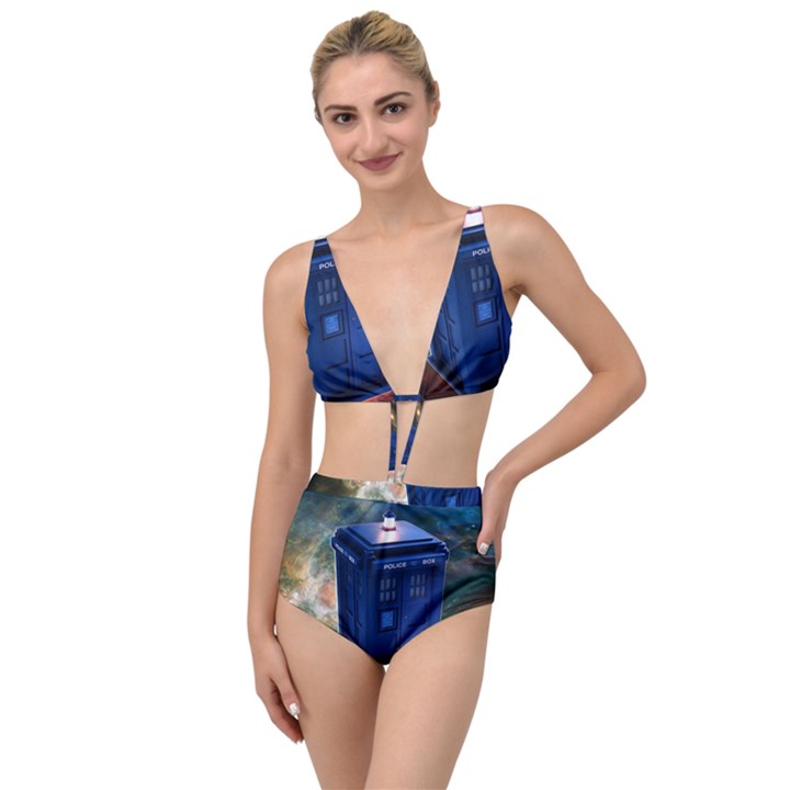 The Police Box Tardis Time Travel Device Used Doctor Who Tied Up Two Piece Swimsuit