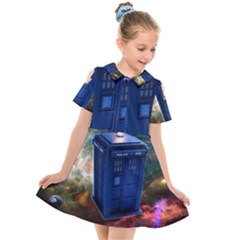 The Police Box Tardis Time Travel Device Used Doctor Who Kids  Short Sleeve Shirt Dress by Semog4