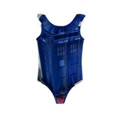 The Police Box Tardis Time Travel Device Used Doctor Who Kids  Frill Swimsuit by Semog4