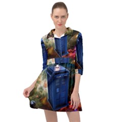 The Police Box Tardis Time Travel Device Used Doctor Who Mini Skater Shirt Dress by Semog4