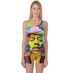 Psychedelic Rock Jimi Hendrix One Piece Boyleg Swimsuit by Semog4