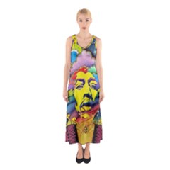 Psychedelic Rock Jimi Hendrix Sleeveless Maxi Dress by Semog4