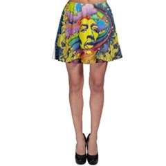 Psychedelic Rock Jimi Hendrix Skater Skirt by Semog4