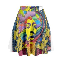 Psychedelic Rock Jimi Hendrix High Waist Skirt by Semog4