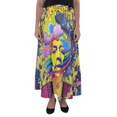 Psychedelic Rock Jimi Hendrix Flared Maxi Skirt by Semog4