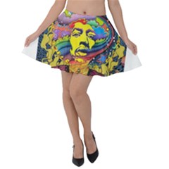 Psychedelic Rock Jimi Hendrix Velvet Skater Skirt by Semog4