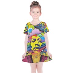 Psychedelic Rock Jimi Hendrix Kids  Simple Cotton Dress by Semog4