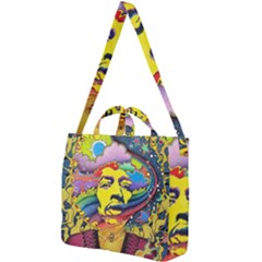 Psychedelic Rock Jimi Hendrix Square Shoulder Tote Bag by Semog4