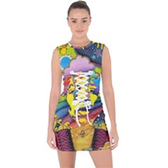 Psychedelic Rock Jimi Hendrix Lace Up Front Bodycon Dress by Semog4