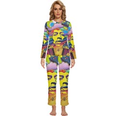 Psychedelic Rock Jimi Hendrix Womens  Long Sleeve Lightweight Pajamas Set