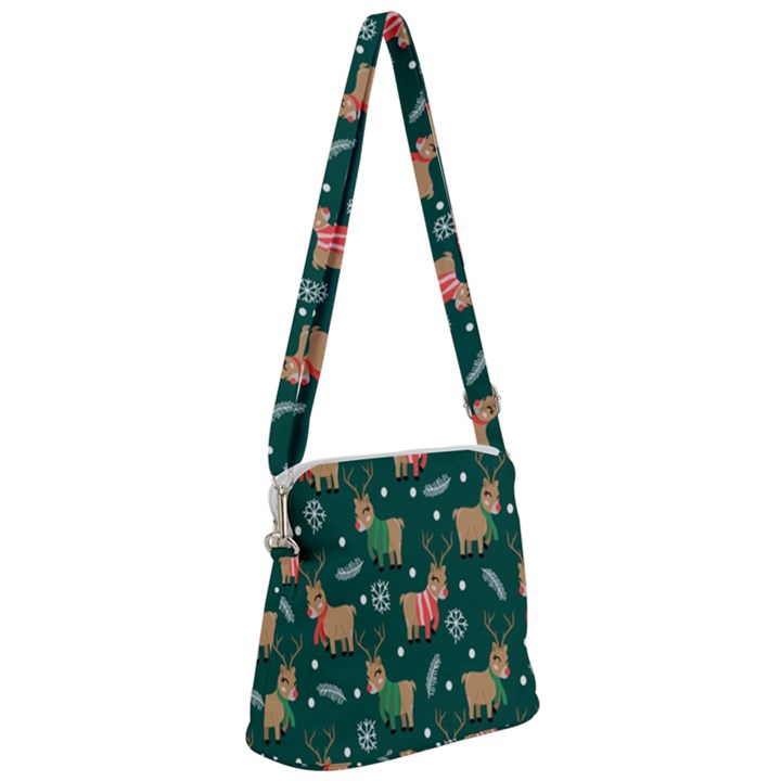 Cute Christmas Pattern Doodle Zipper Messenger Bag