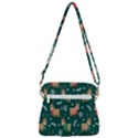 Cute Christmas Pattern Doodle Zipper Messenger Bag View3