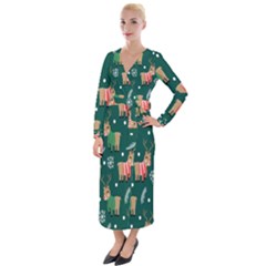 Cute Christmas Pattern Doodle Velvet Maxi Wrap Dress by Semog4