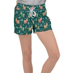 Cute Christmas Pattern Doodle Women s Velour Lounge Shorts by Semog4