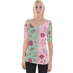 Flat Christmas Pattern Collection Wide Neckline Tee