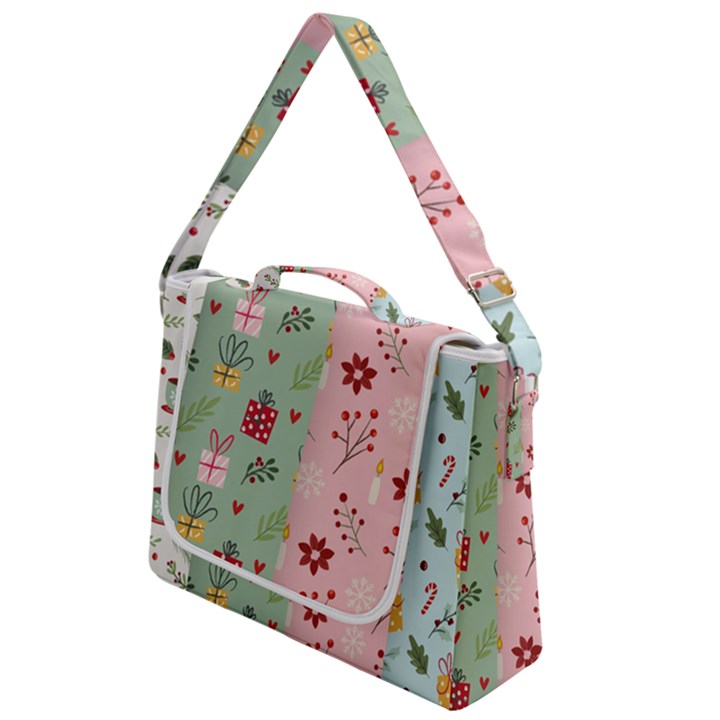 Flat Christmas Pattern Collection Box Up Messenger Bag