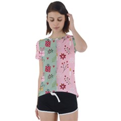 Flat Christmas Pattern Collection Short Sleeve Open Back Tee