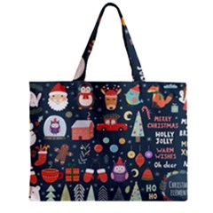 Vector Set Cute Christmas Elements Santa-penguin Deer Bear Fox Owl Trees Snowman Bird Angel More Zipper Mini Tote Bag by Semog4