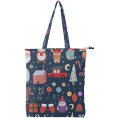 Vector Set Cute Christmas Elements Santa-penguin Deer Bear Fox Owl Trees Snowman Bird Angel More Double Zip Up Tote Bag by Semog4