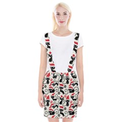 Cute Christmas Seamless Pattern Vector Braces Suspender Skirt