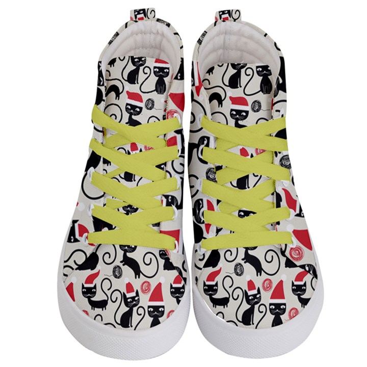 Cute Christmas Seamless Pattern Vector Kids  Hi-Top Skate Sneakers