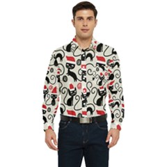 Cute Christmas Seamless Pattern Vector Men s Long Sleeve Pocket Shirt  by Semog4