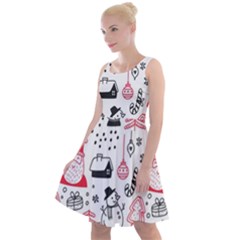 Christmas Themed Seamless Pattern Knee Length Skater Dress by Semog4