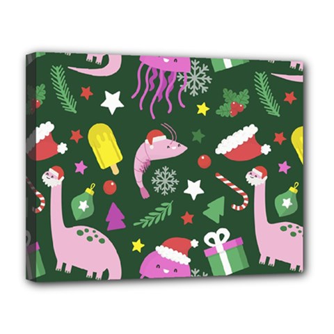 Colorful Funny Christmas Pattern Canvas 14  X 11  (stretched) by Semog4