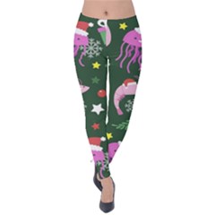 Colorful Funny Christmas Pattern Velvet Leggings by Semog4