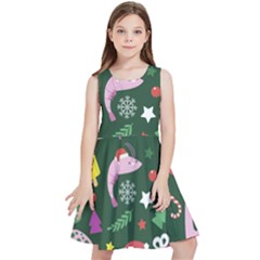 Colorful Funny Christmas Pattern Kids  Skater Dress by Semog4