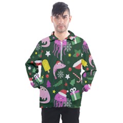 Colorful Funny Christmas Pattern Men s Half Zip Pullover by Semog4