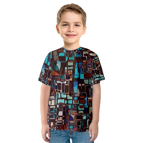 Stained Glass Mosaic Abstract Kids  Sport Mesh Tee by Semog4