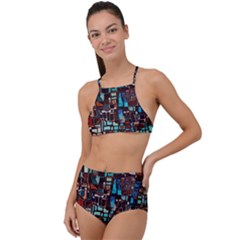 Stained Glass Mosaic Abstract High Waist Tankini Set by Semog4