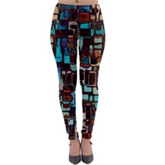 Stained Glass Mosaic Abstract Lightweight Velour Leggings by Semog4