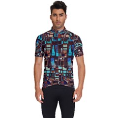 Stained Glass Mosaic Abstract Men s Short Sleeve Cycling Jersey by Semog4