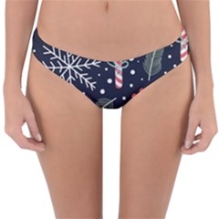 Holiday Seamless Pattern With Christmas Candies Snoflakes Fir Branches Berries Reversible Hipster Bikini Bottoms by Semog4