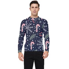 Holiday Seamless Pattern With Christmas Candies Snoflakes Fir Branches Berries Men s Long Sleeve Rash Guard by Semog4