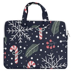 Holiday Seamless Pattern With Christmas Candies Snoflakes Fir Branches Berries Macbook Pro 13  Double Pocket Laptop Bag by Semog4