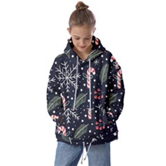 Holiday Seamless Pattern With Christmas Candies Snoflakes Fir Branches Berries Kids  Oversized Hoodie by Semog4