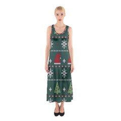 Beautiful Knitted Christmas Pattern Sleeveless Maxi Dress by Semog4