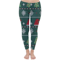 Beautiful Knitted Christmas Pattern Classic Winter Leggings by Semog4