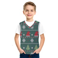 Beautiful Knitted Christmas Pattern Kids  Basketball Tank Top by Semog4