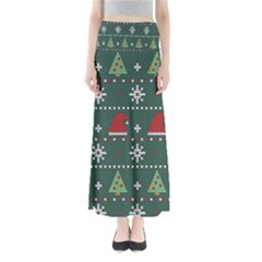 Beautiful Knitted Christmas Pattern Full Length Maxi Skirt by Semog4