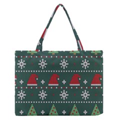 Beautiful Knitted Christmas Pattern Zipper Medium Tote Bag by Semog4