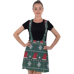 Beautiful Knitted Christmas Pattern Velvet Suspender Skater Skirt by Semog4