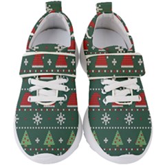 Beautiful Knitted Christmas Pattern Kids  Velcro Strap Shoes by Semog4